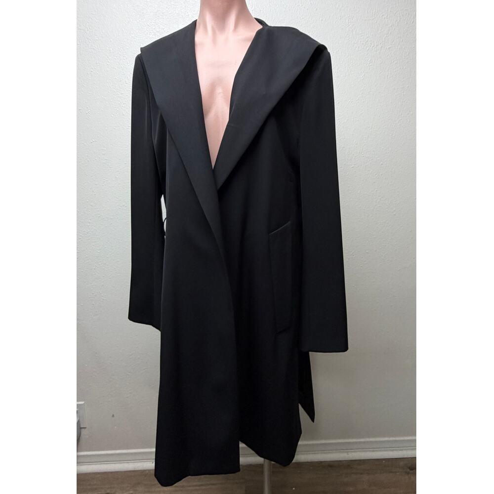 NWT Yves Saint Laurent Black Virgin Wool Hooded Long Coat Unisex Size 40